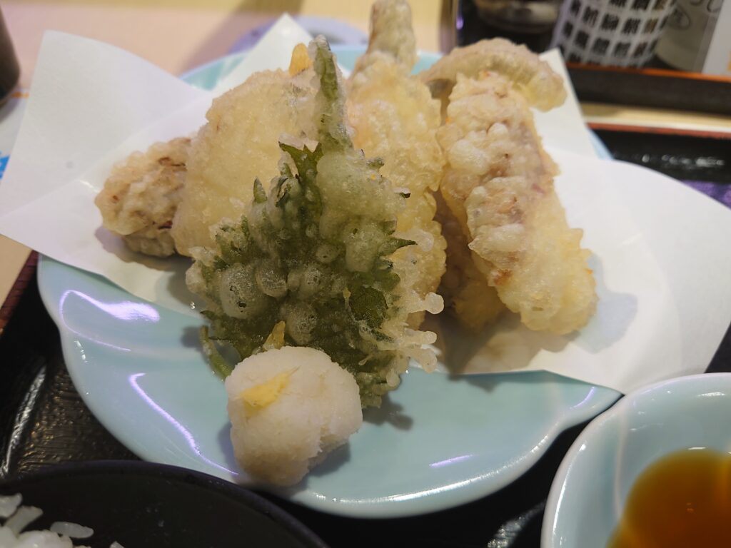 香川ランチ　高松ランチ　寿司ここも　春日　ランチメニュー　地だこの天ぷら定食　たこの天ぷら