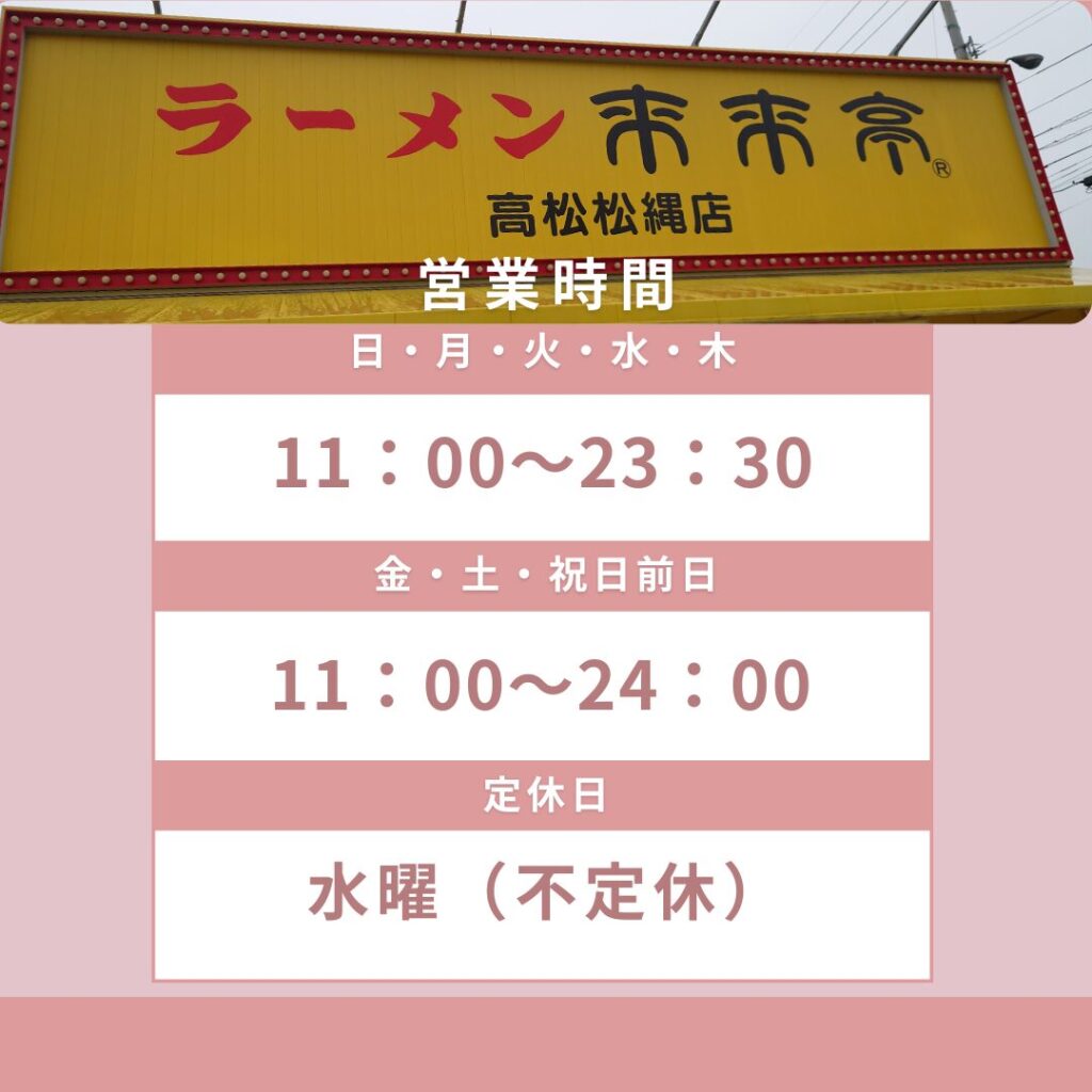 来来亭松縄店　営業時間