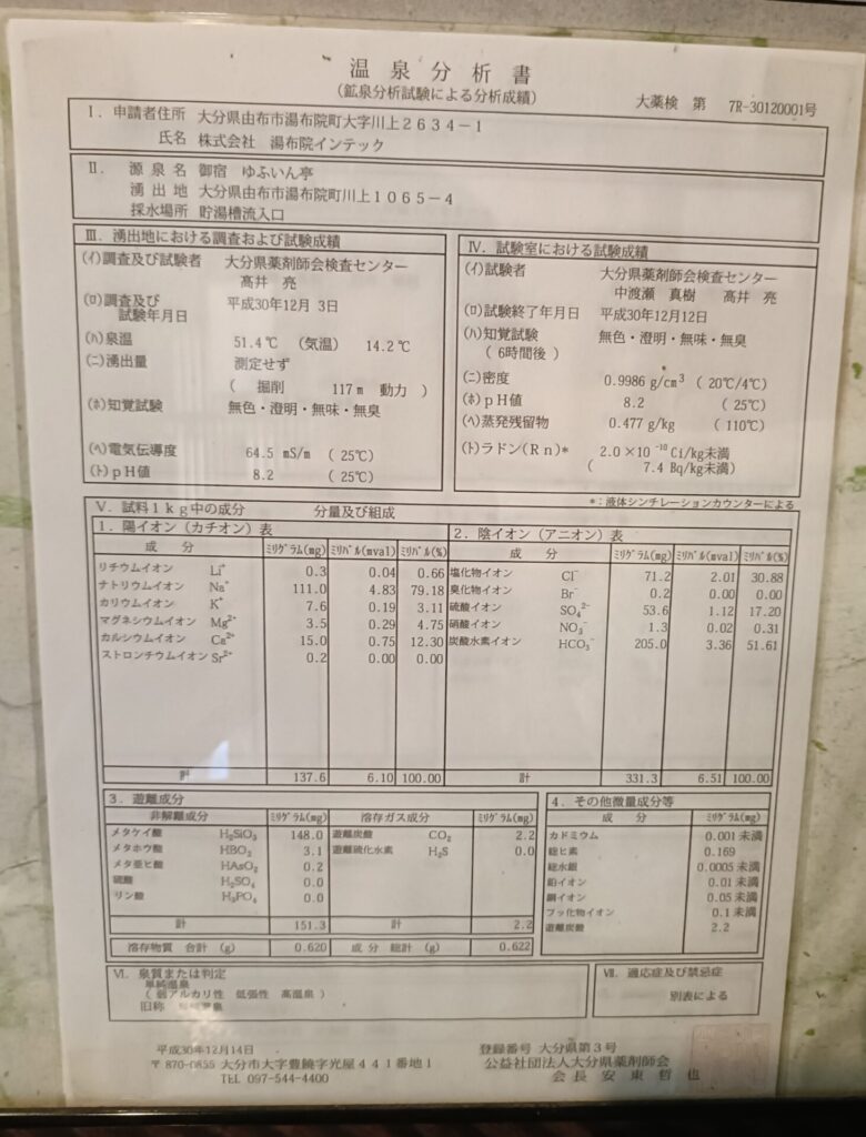 大分旅行　ゆふいん亭　温泉