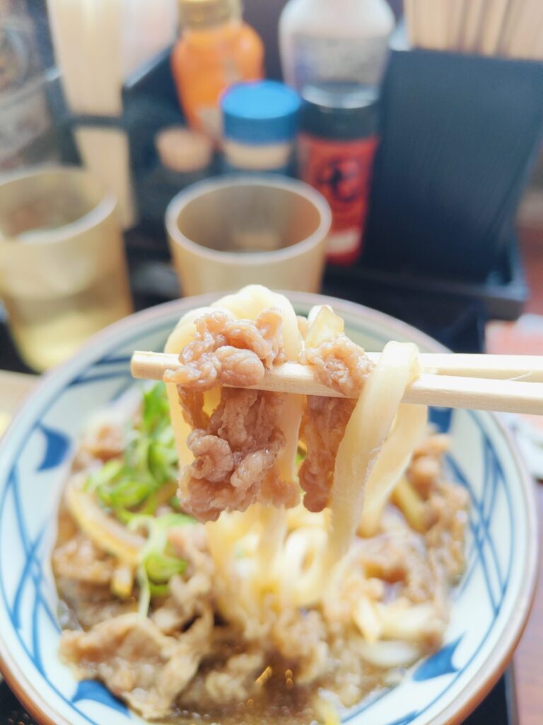 高松うどん　丸亀製麵　焼きたて肉うどん