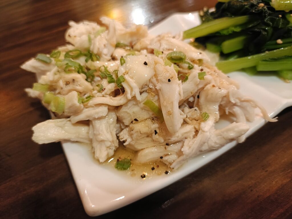 六本木グルメ 肉汁水餃子餃包 蒸し鶏のねぎソース