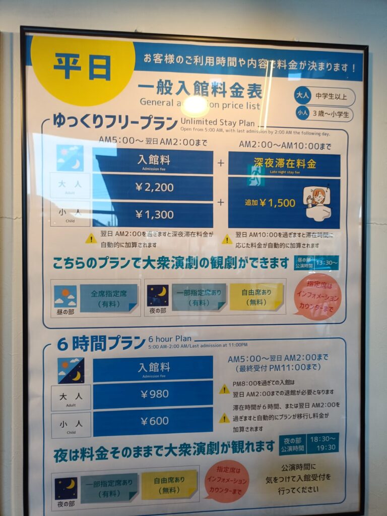 香川温泉 スーパー銭湯 四国健康村 平日利用料金