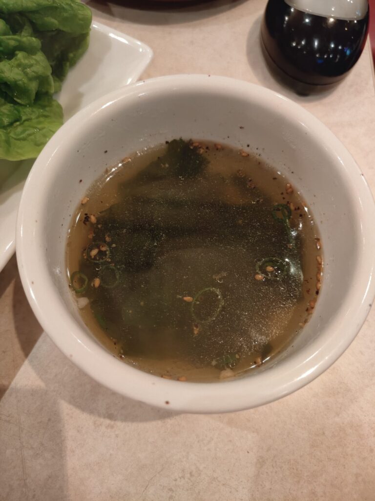 高松焼肉グルメ　焼肉丸惠（まるえ）松縄店　スープ