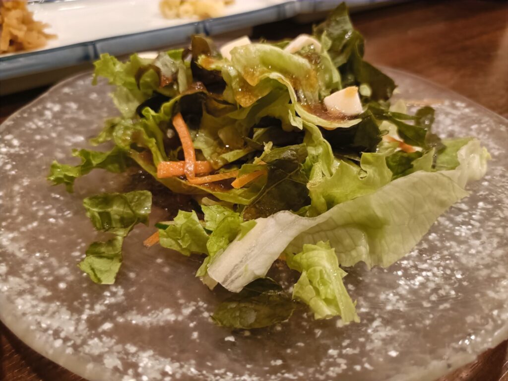 浅草グルメ　天ぷら　浅草天彩（あまいろ）　天ぷら定食　サラダ