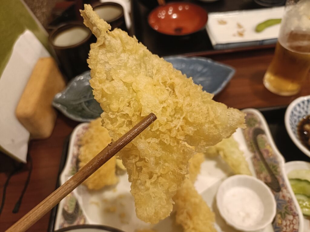 浅草グルメ　天ぷら　浅草天彩（あまいろ）　天ぷら定食　キス天ぷら