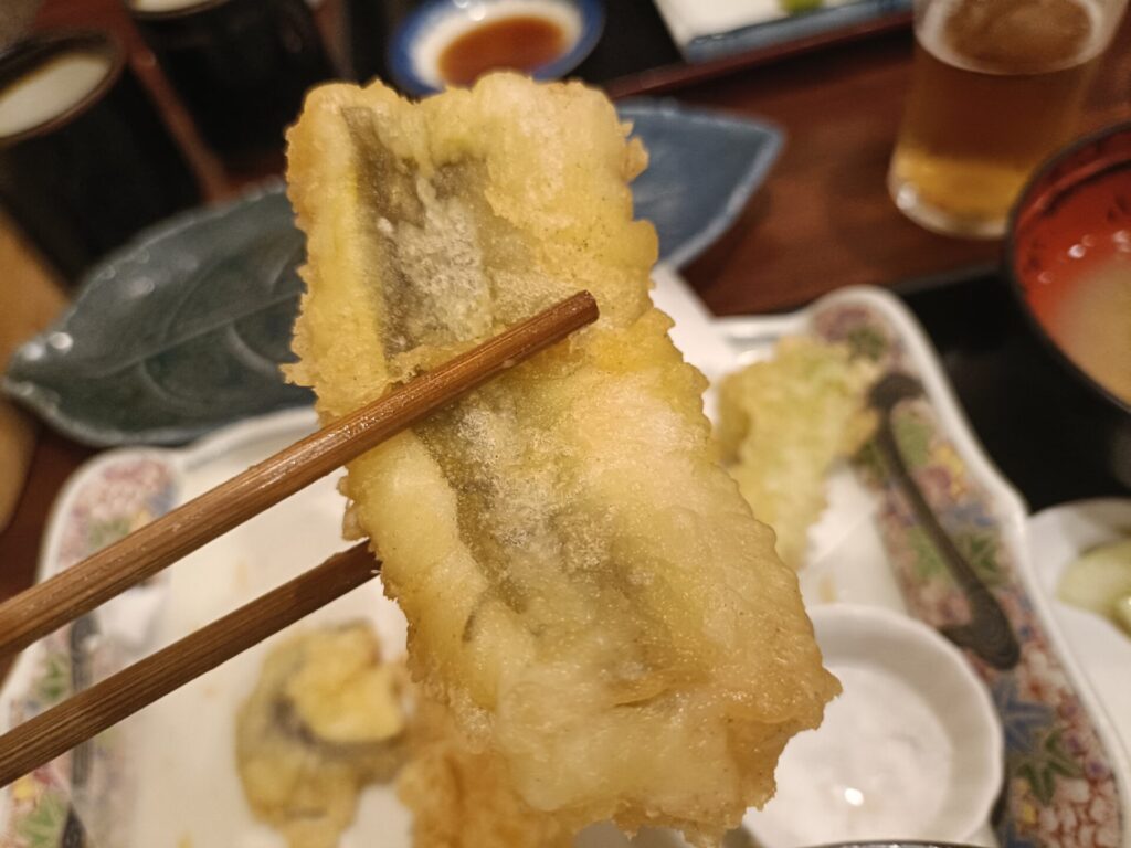 浅草グルメ　天ぷら　浅草天彩（あまいろ）　天ぷら定食　穴子天ぷら