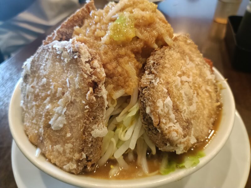飛べ豚高松店の野菜マシラーメンの山盛りの野菜