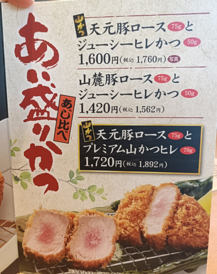 山かつ屋島店のロースとヒレの味比べができるあい盛りメニュー