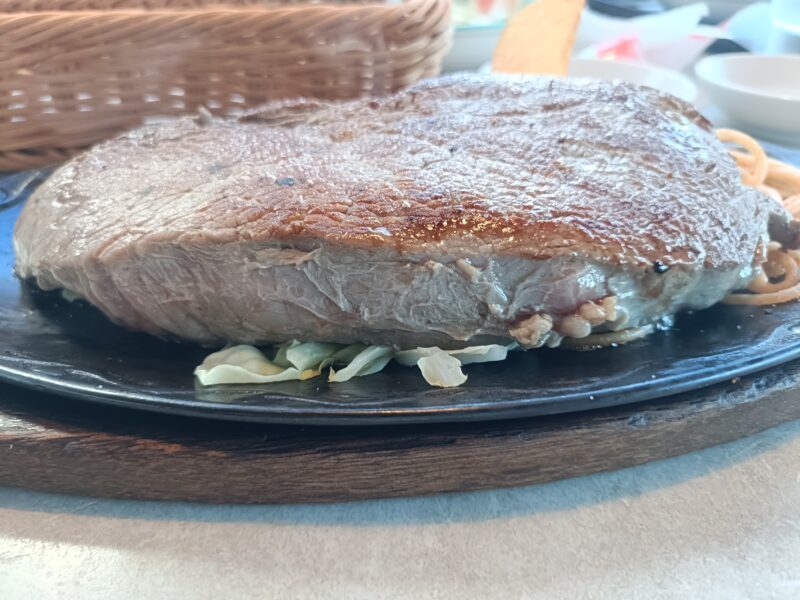 高知ステーキグルメ、やぽんすきの亜脂身がほとんどなくあっさりと食べやすい赤身のステーキ